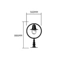 Copper railway style pier light for flat pier caps 0.89m (H351C)