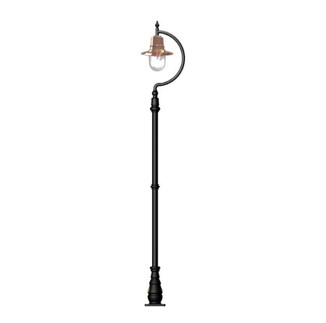 Vintage tear drop lamp post in copper, cast iron and steel 2.5m (H507C)