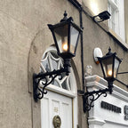 Victorian traditional cast iron wall light with decorative arm 1.1m in height (H841)