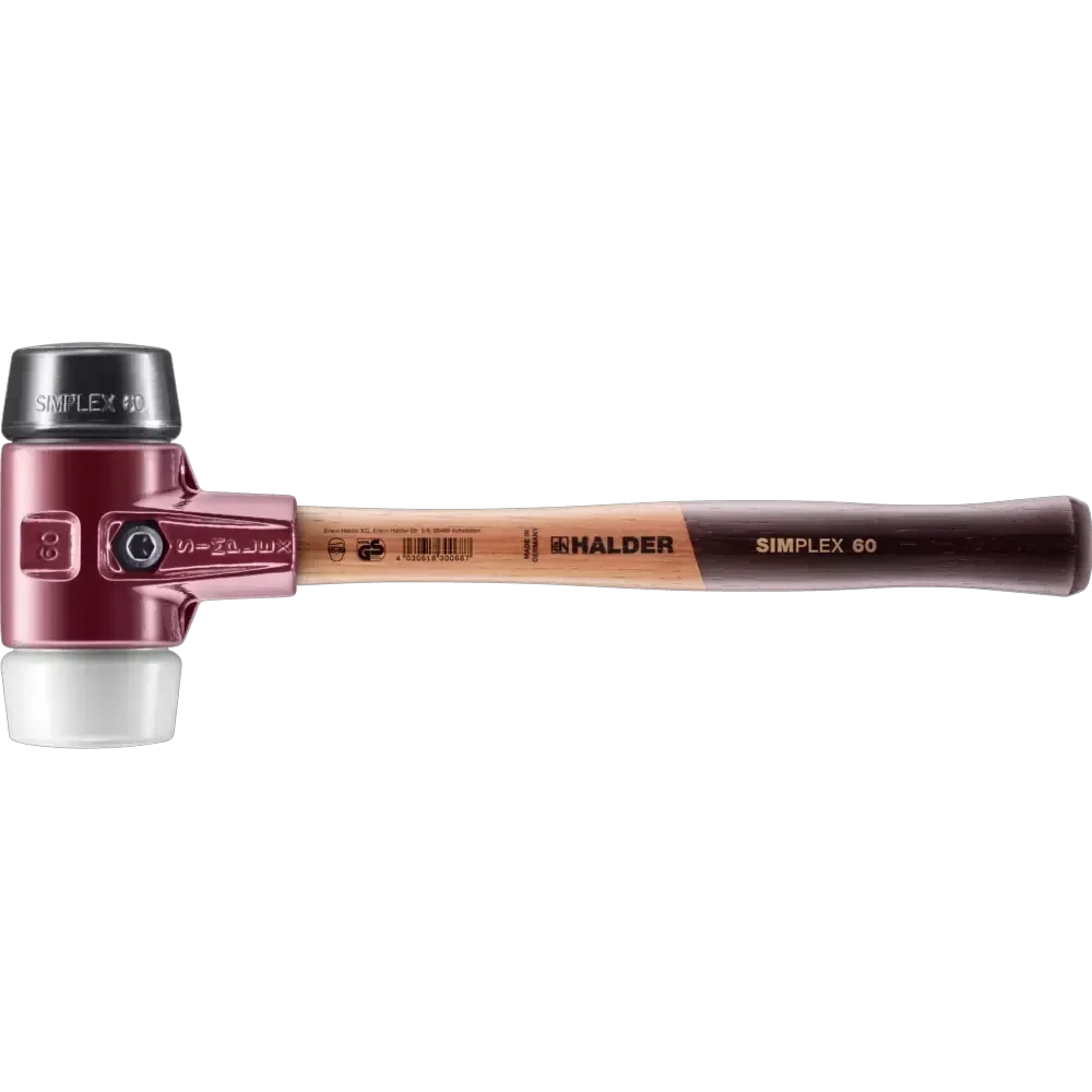 Halder Simplex soft-face mallet, cast iron housing - Rubber Composition / Superplastic