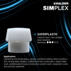 Halder Simplex soft-face mallet, cast iron housing - "Stand-Up" / Superplastic - Short Handle