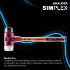 Halder Simplex soft-face mallet, cast iron housing - Rubber Composition / Superplastic