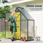5.5 x 6.5ft Polycarbonate Greenhouse with Swing Door & Window, Black