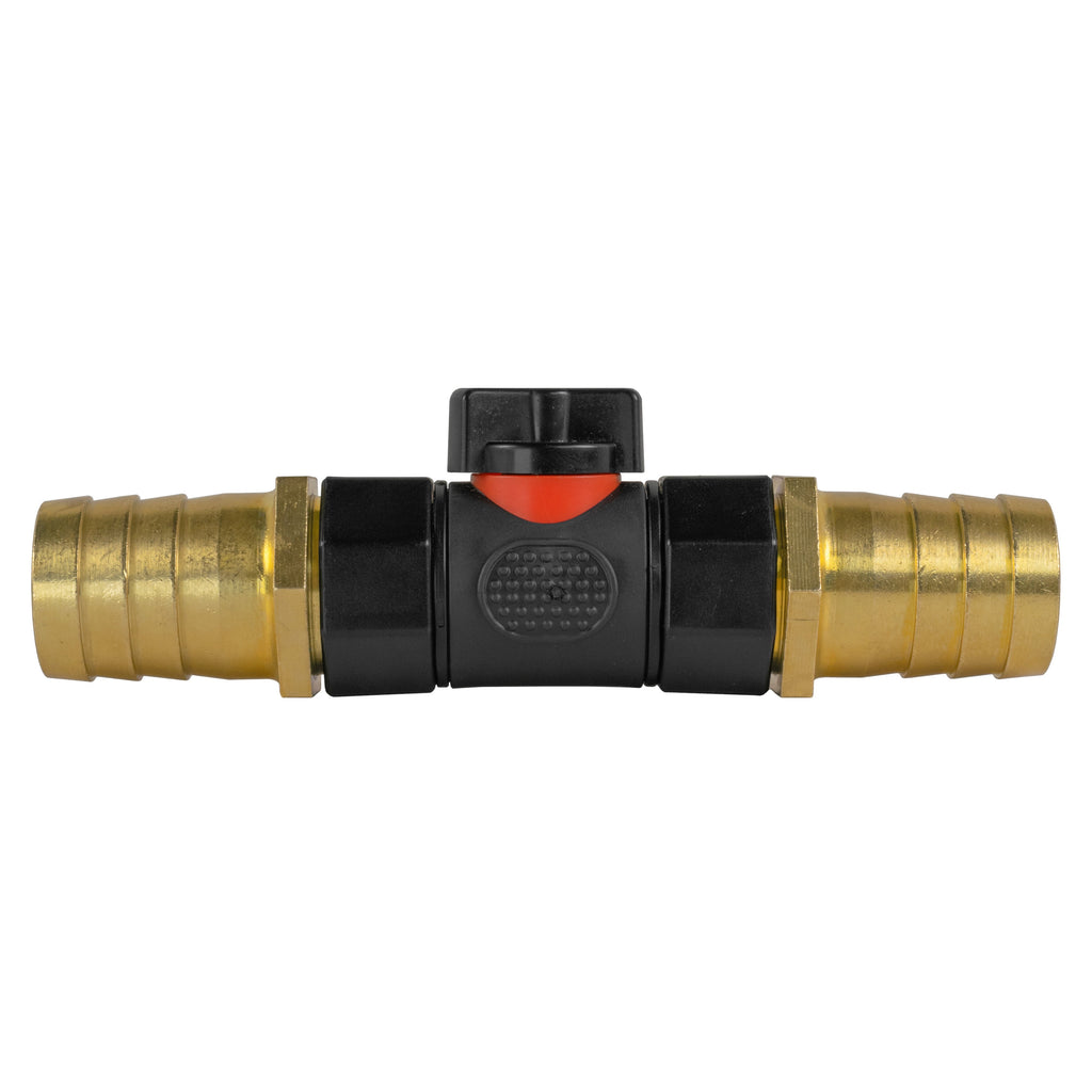 In-Line BSPF Valve with 2 x 25mm Brass Barb Connectors