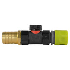 Hose Connector Lime with In-Line BSPF Valve and 25mm Brass Barb