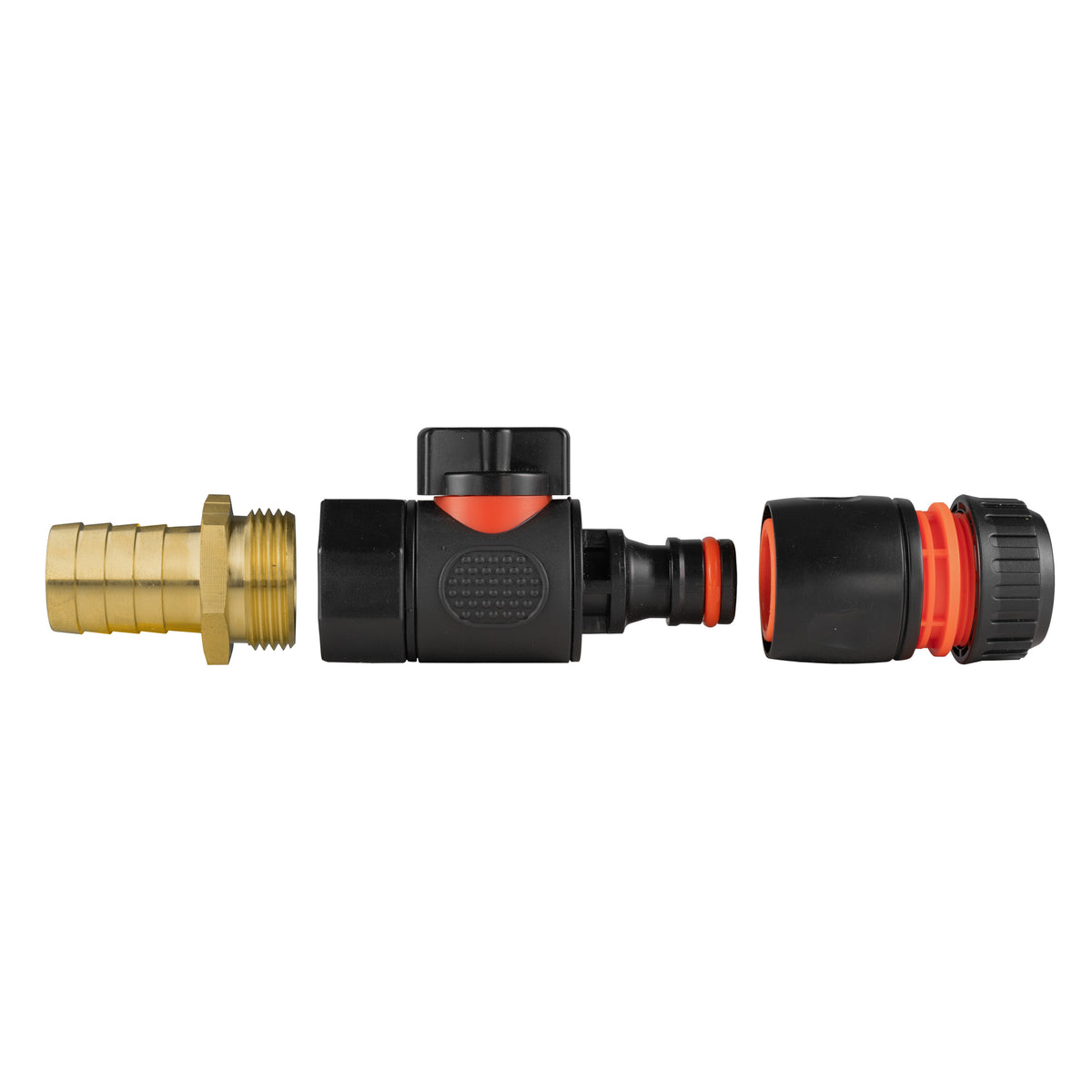 19mm Brass Barb with BSPF-Quick Connect Valve & Hose Connector Black
