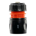 Female Hose Connector With Stop, 1/2" or 5/8" Hose, Black/Orange