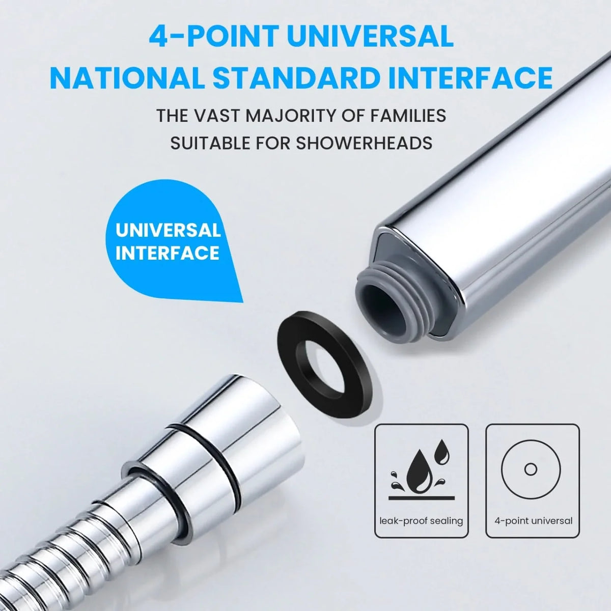 VeeBath Essentials Flexible Stainless Steel Shower Hose - Chrome
