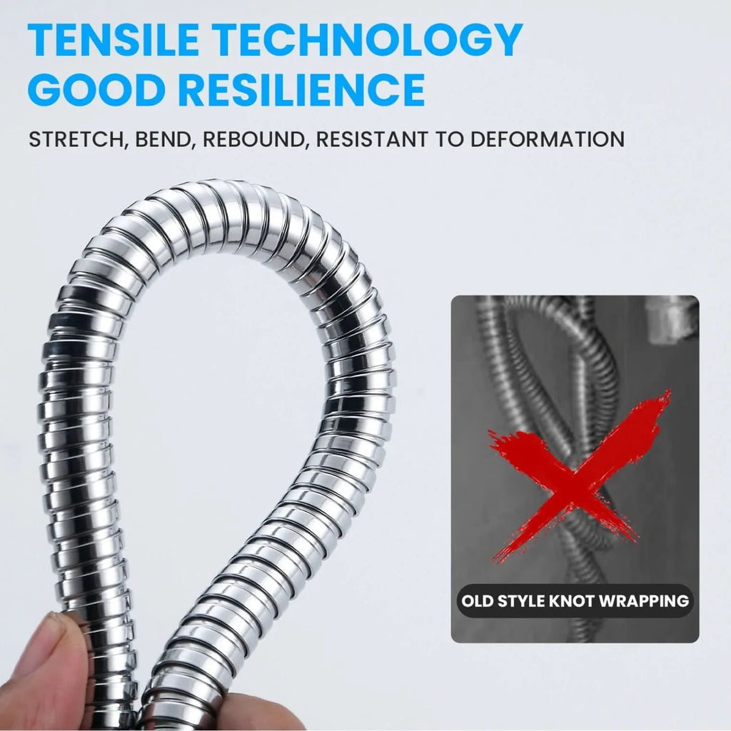 VeeBath Essentials Flexible Stainless Steel Shower Hose - Chrome
