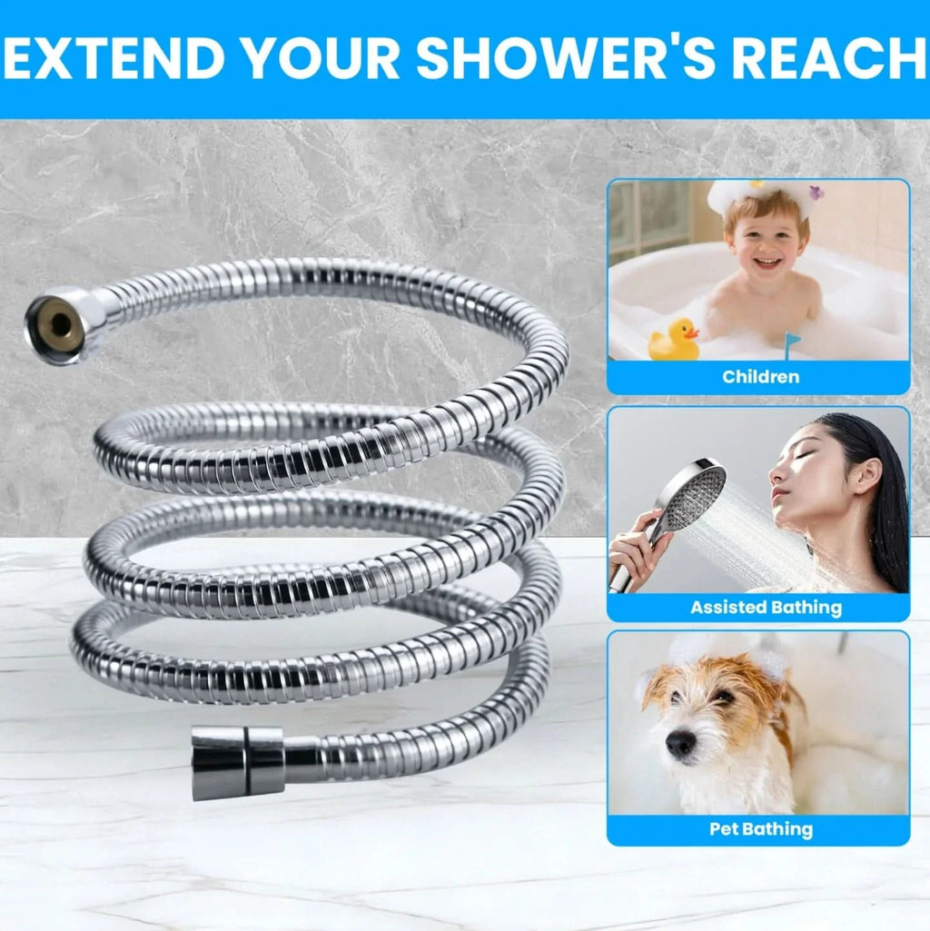 VeeBath Essentials Flexible Stainless Steel Shower Hose - Chrome
