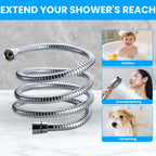 VeeBath Essentials Flexible Stainless Steel Shower Hose - Chrome