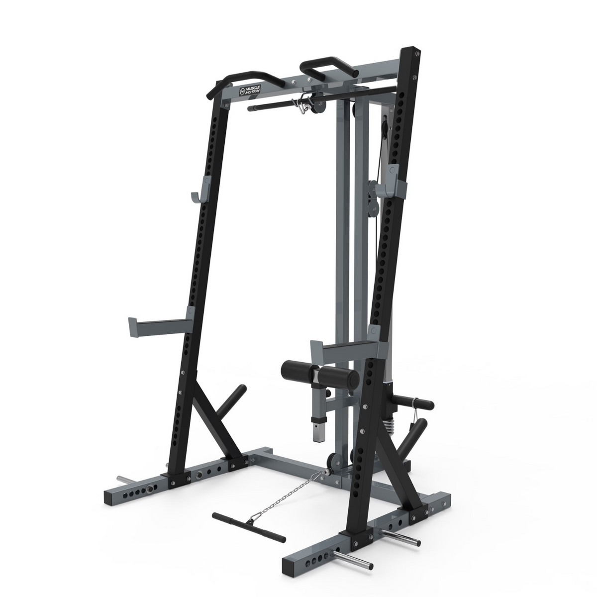 Muscle Motion Package Deal - HR1001 Half Rack & High Low Pulley, Adjustable Bench, Olympic Bar and 105kg Olympic Weights