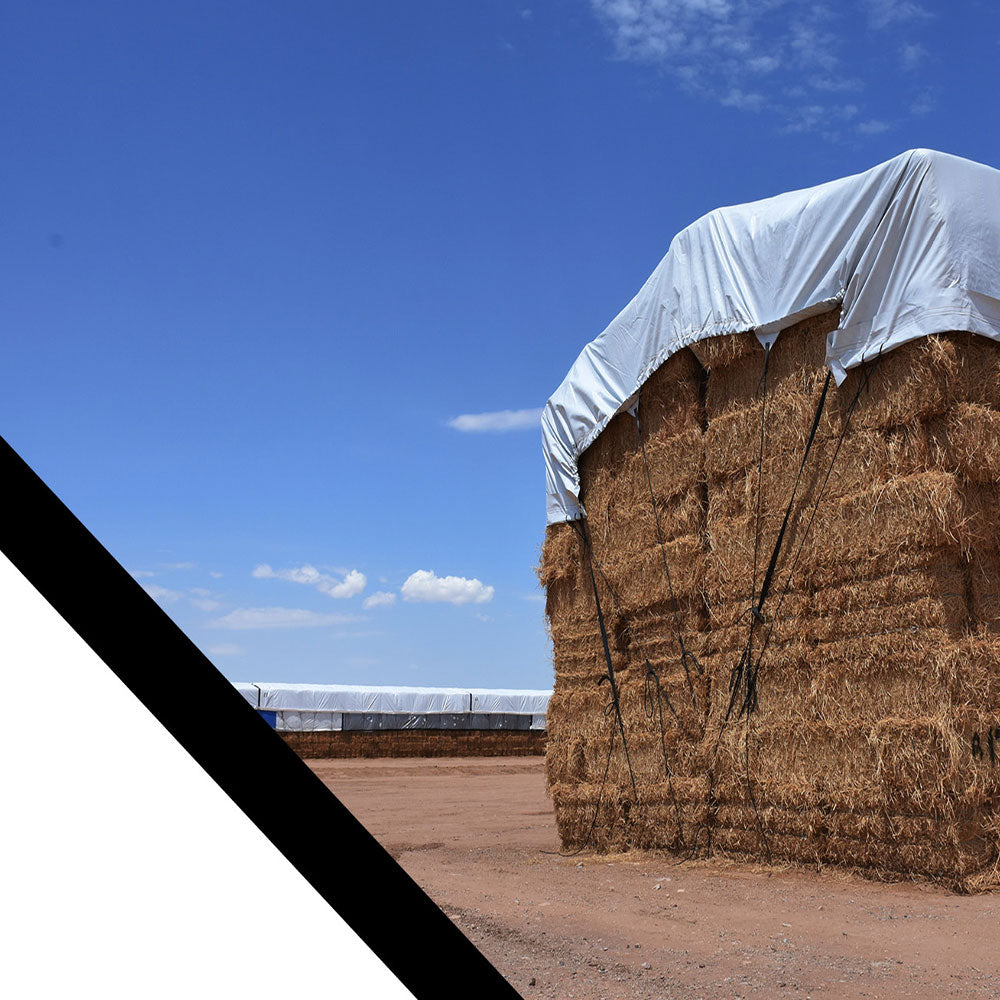 Hay Tarp Cover with Hand Straps, 14 mil Black/White Heavy Duty Poly