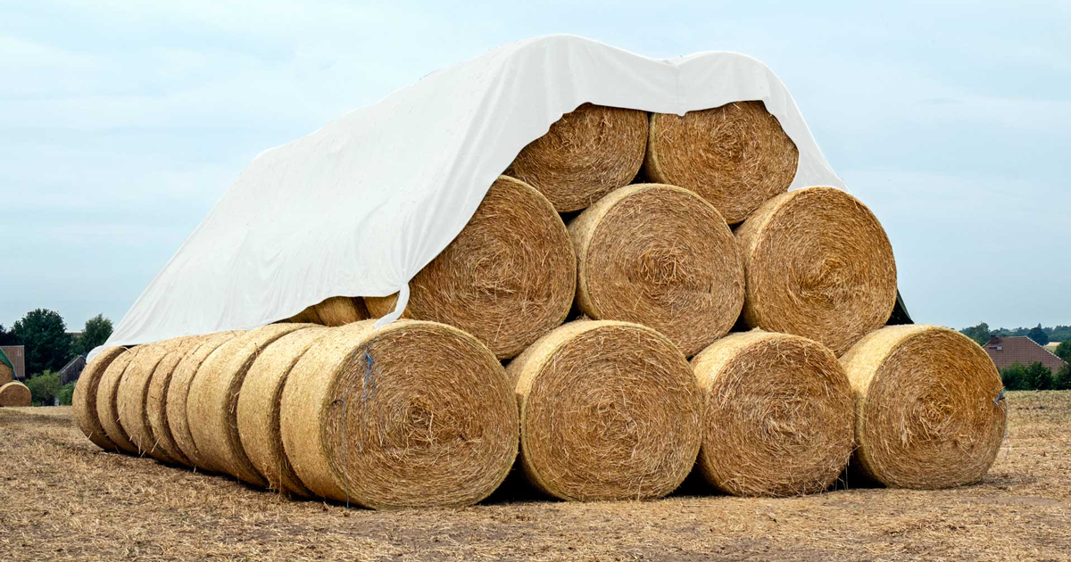 Hay Tarp Cover with Hand Straps, 12 mil Black/White Medium Duty Poly