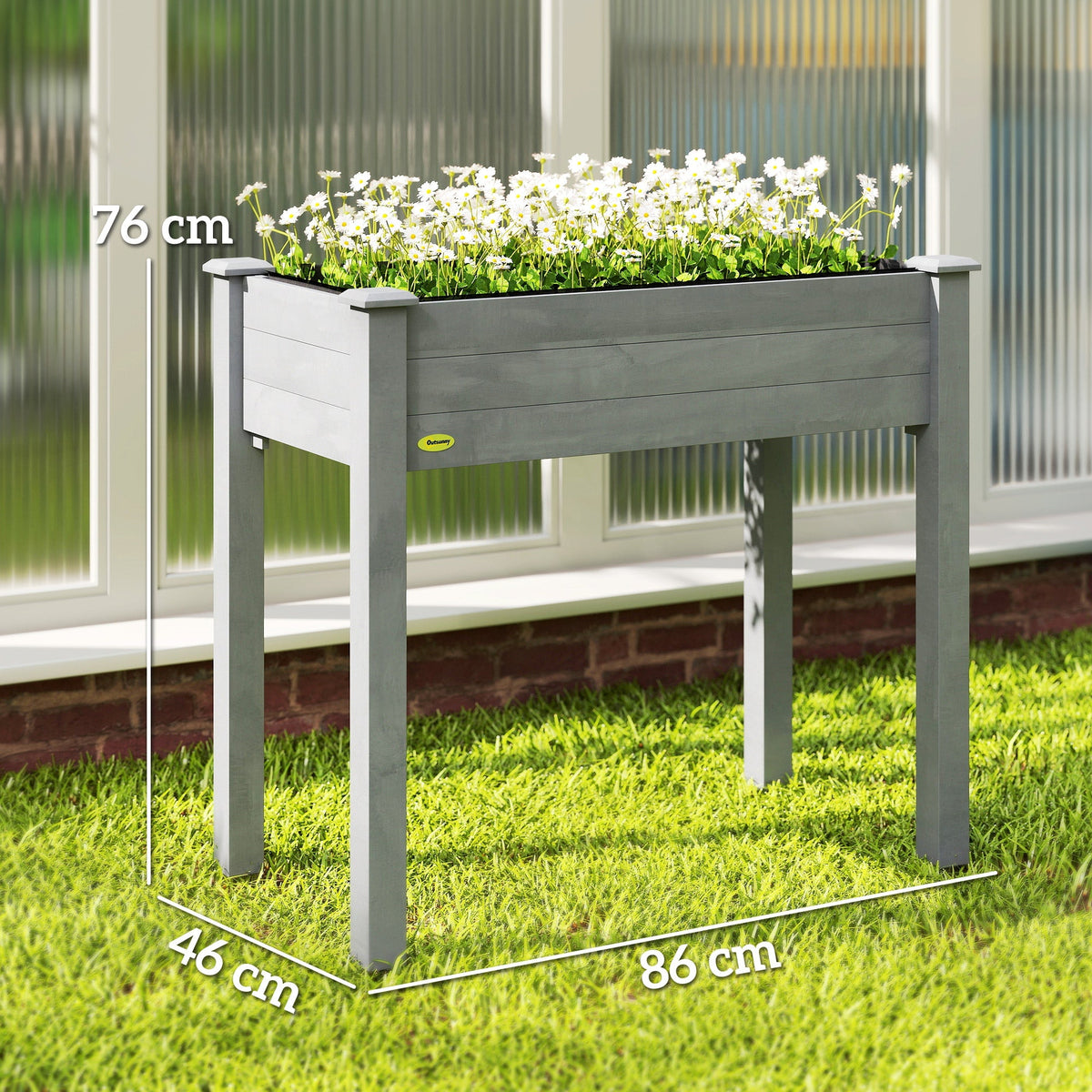 Wooden Elevated Planter Box with Liner for Garden Use