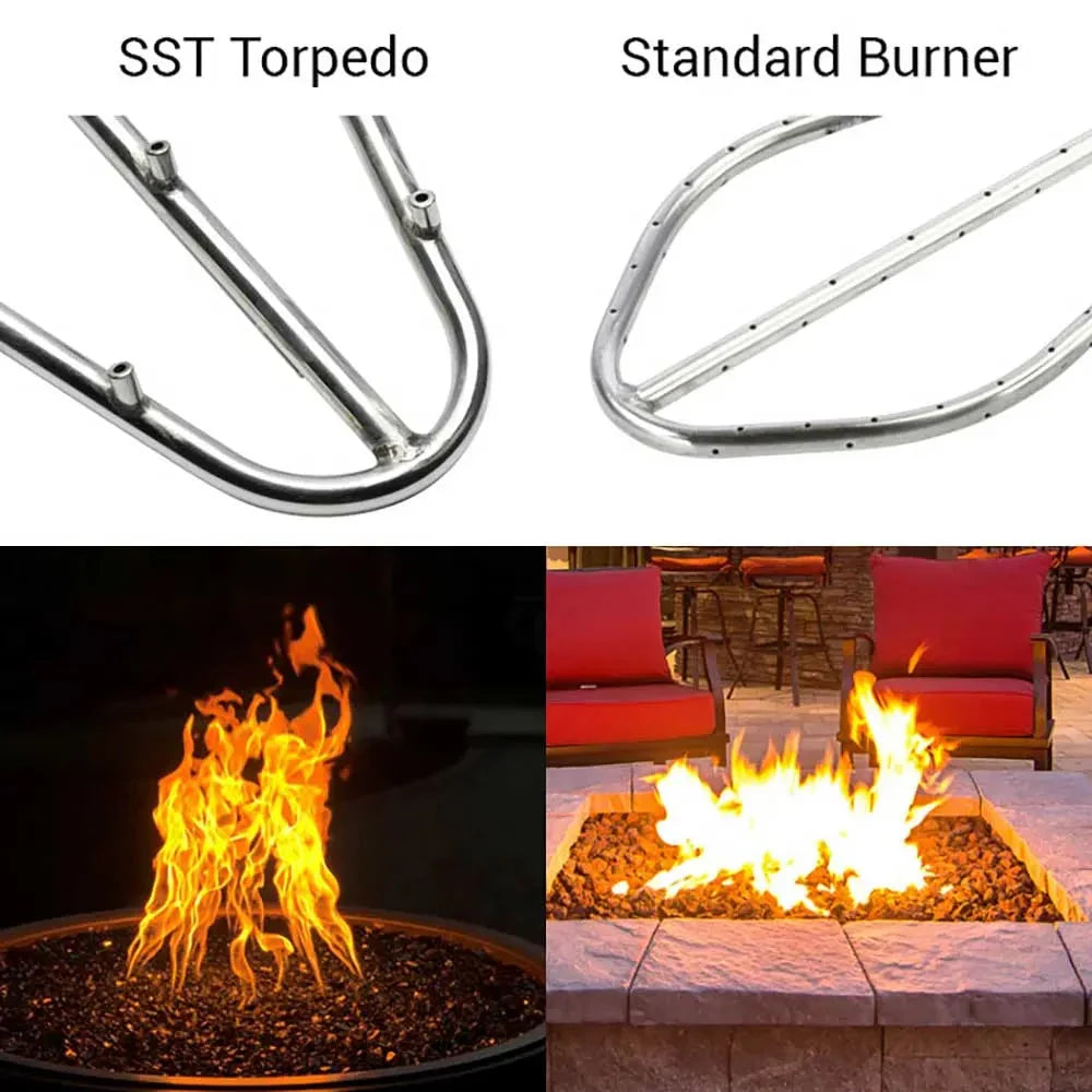 HPC Fire Round Torpedo Drop-In Fire Pit Burner Kit (Hi/Lo Electronic Ignition)