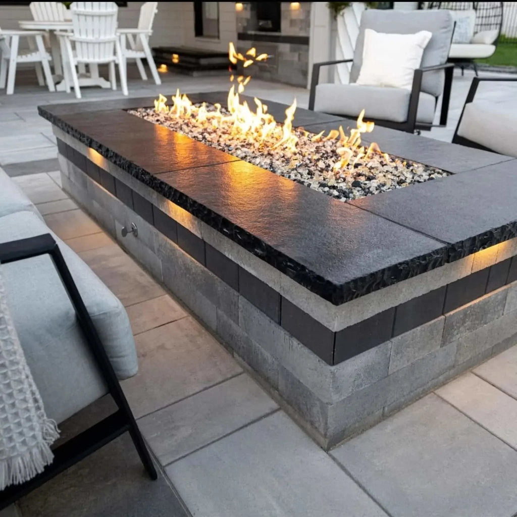 HPC Fire Rectangle Flat Fire Pit H-Burner Kit (On/Off Electronic Ignition)
