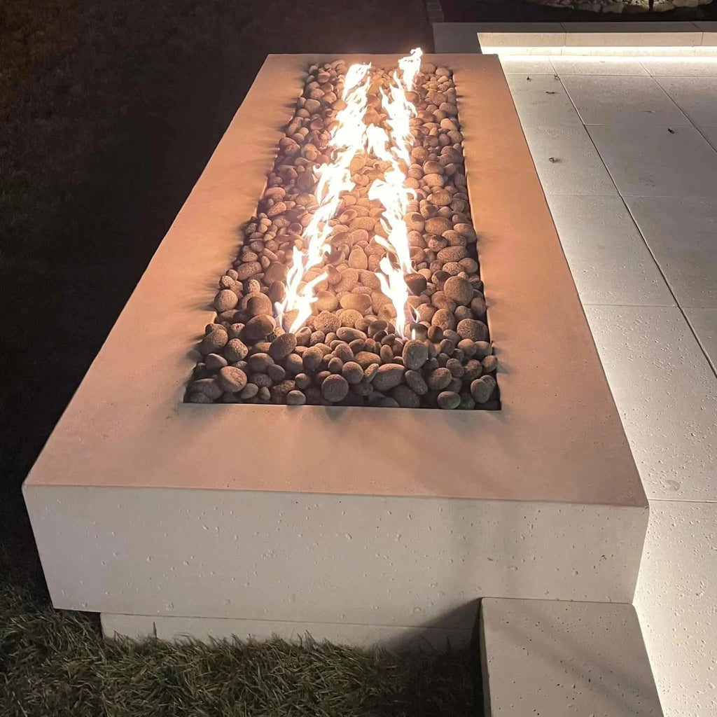HPC Fire Rectangle Flat Fire Pit H-Burner Kit (On/Off Electronic Ignition)