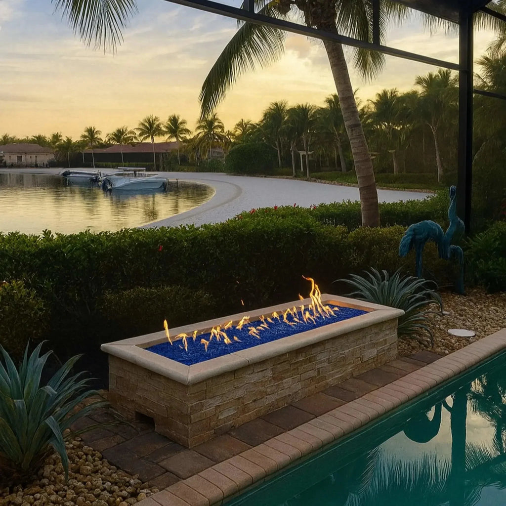 HPC Fire Rectangle Flat Fire Pit H-Burner Kit (On/Off Electronic Ignition)