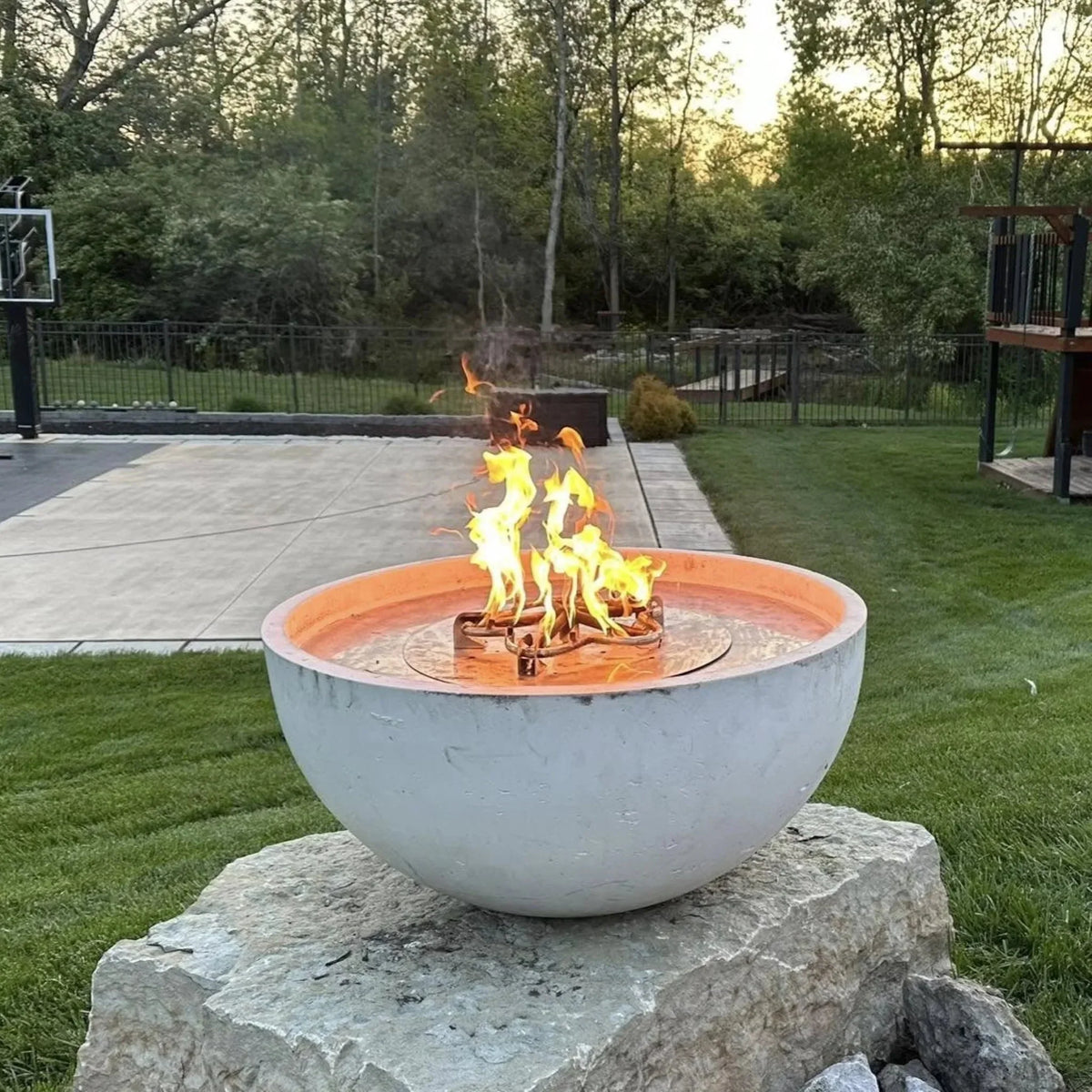 HPC Fire Round Flat Torpedo Fire Pit Burner Kit (On/Off Electronic Ignition)
