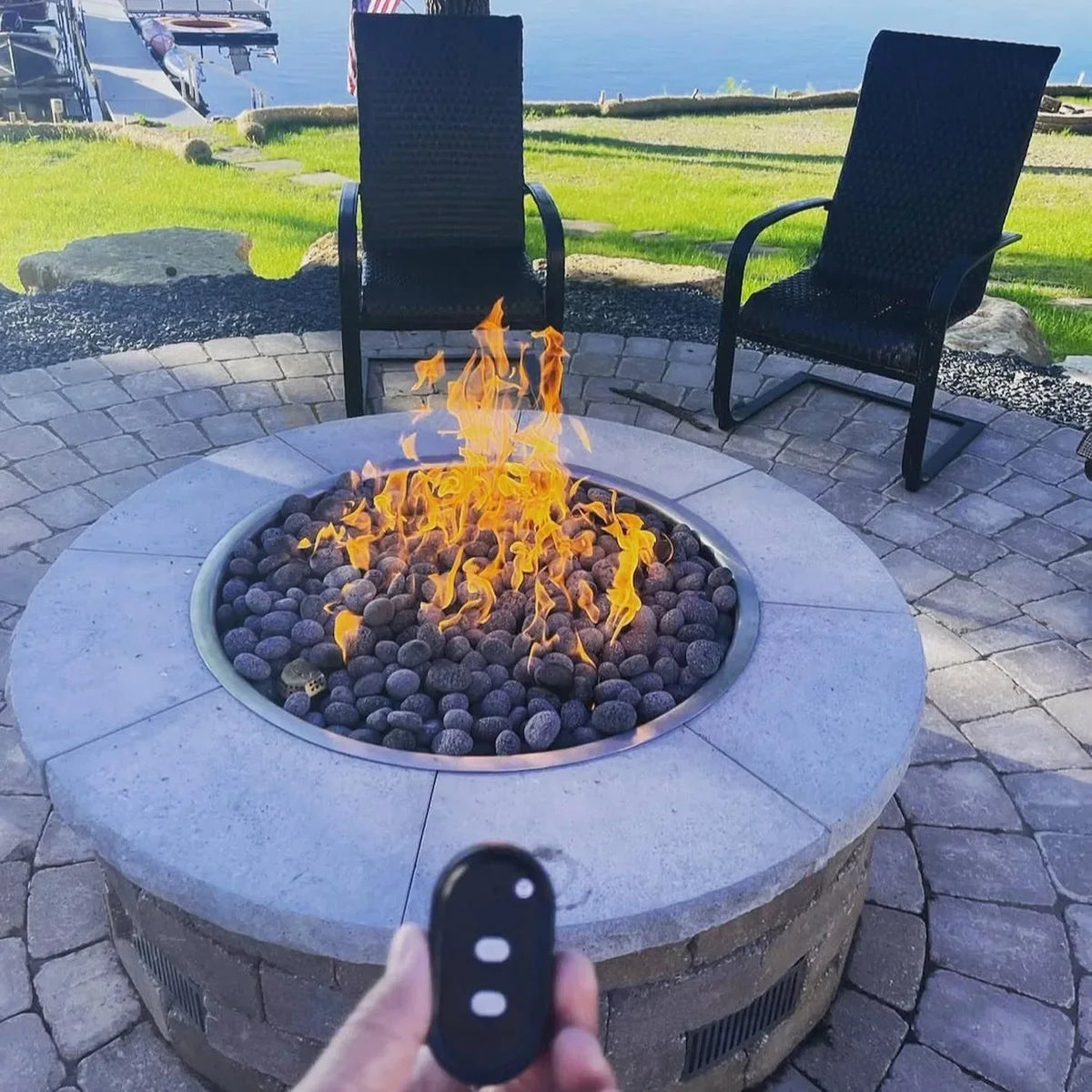 Round Drop-In On/Off Electronic Ignition Fire Pit Burner Kit by HPC Fire