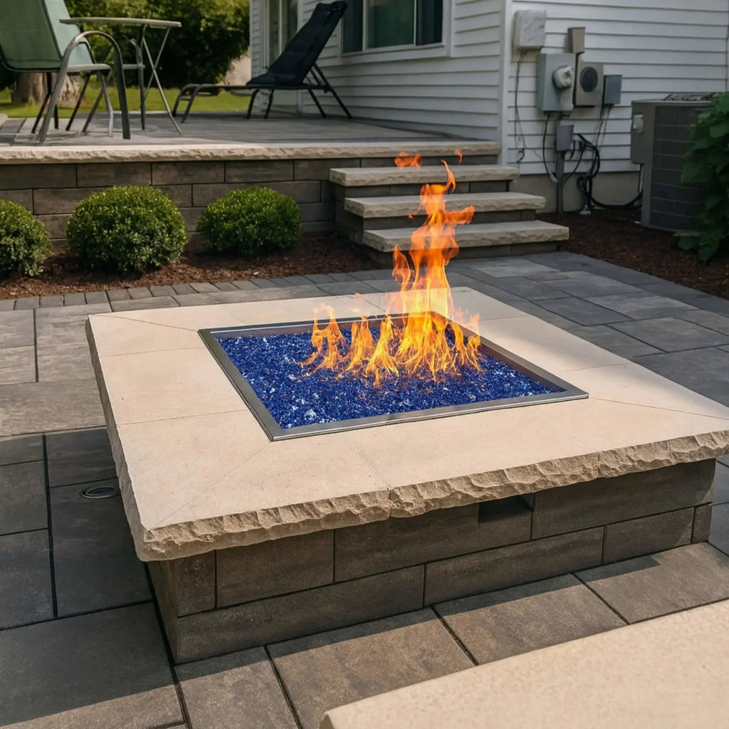 HPC Fire Square Torpedo Drop-In Fire Pit Kit (On/Off Electronic Ignition)