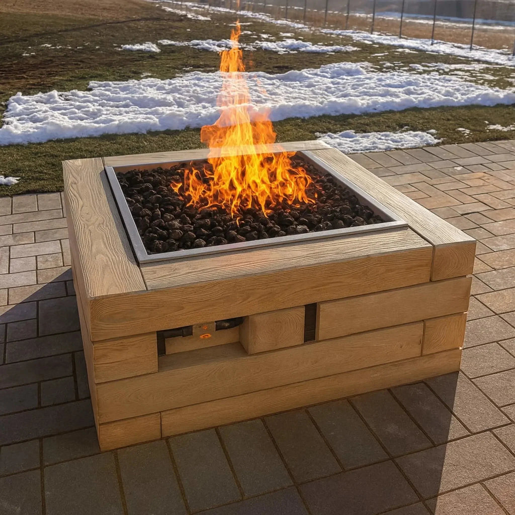 HPC Fire Square Torpedo Drop-In Fire Pit Kit (On/Off Electronic Ignition)