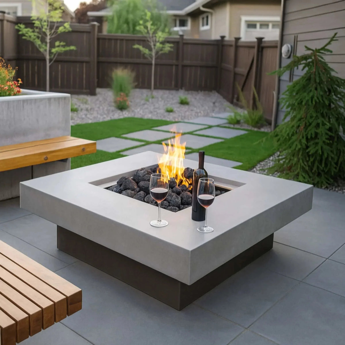 Square Drop-In Hi/Lo Electronic Ignition Fire Pit Burner Kit by HPC Fire