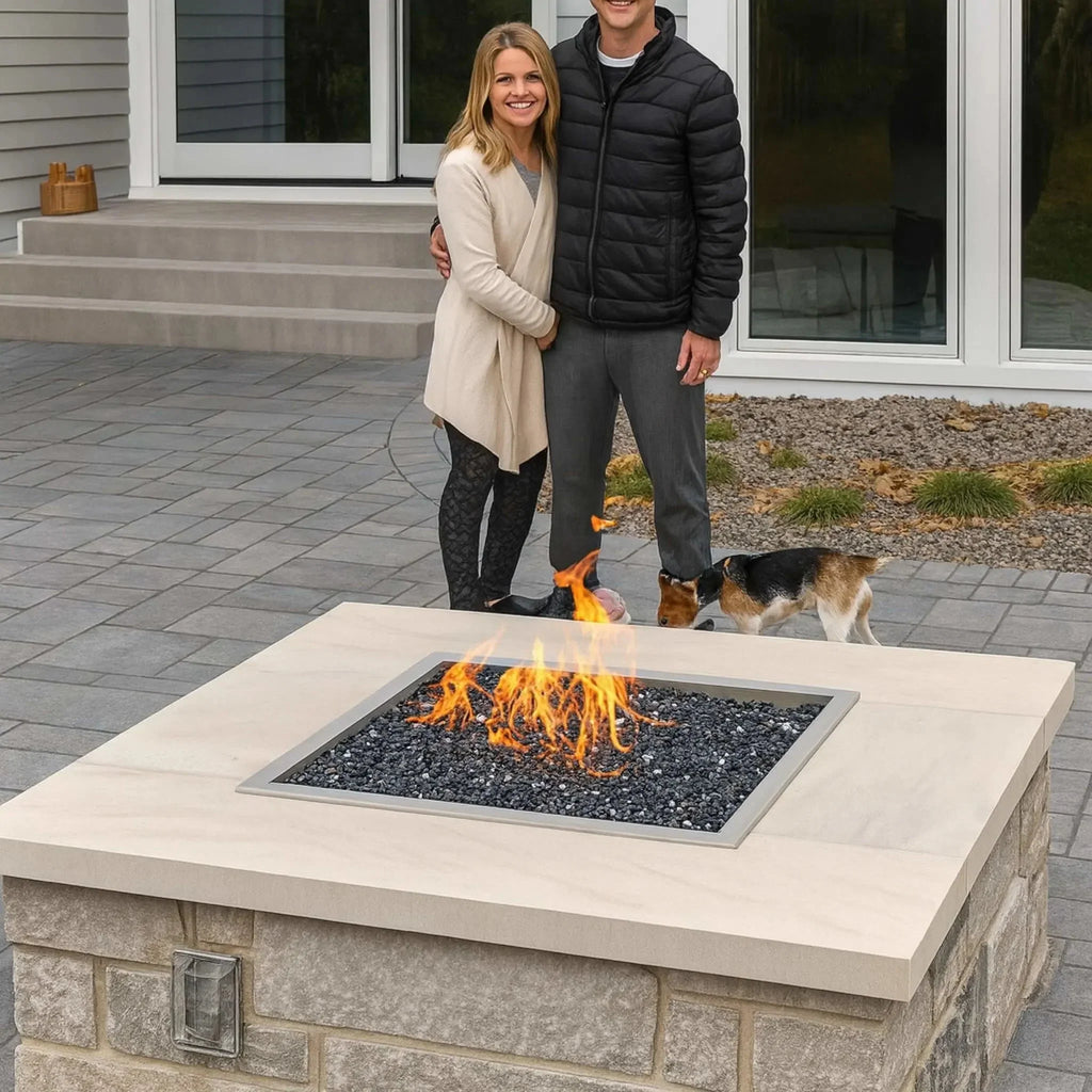 HPC Fire Square Torpedo Drop-In Fire Pit Kit (On/Off Electronic Ignition)