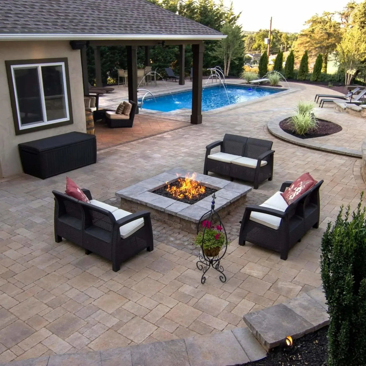 HPC Fire Square Flat Fire Pit Burner Kit (Hi/Lo Electronic Ignition)