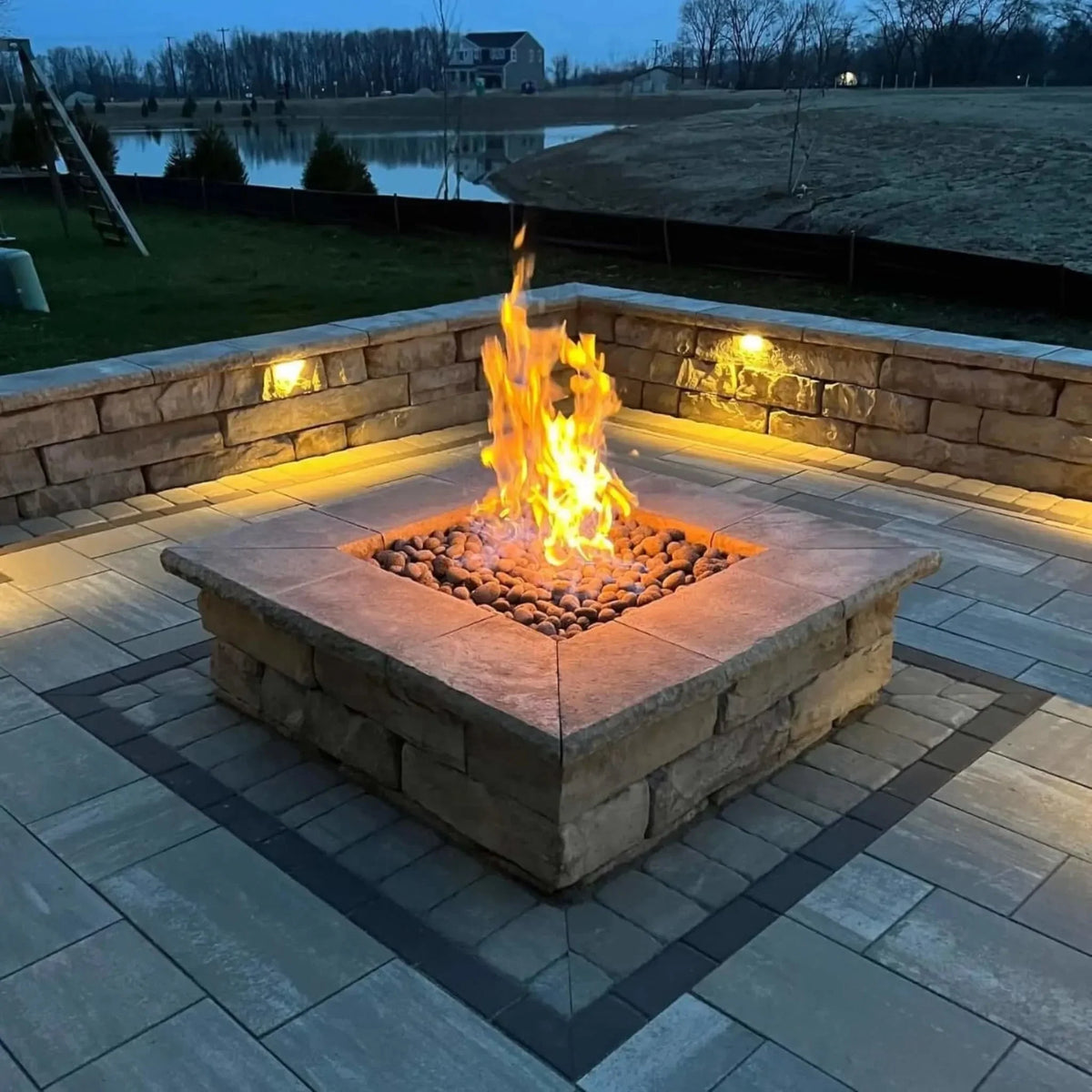 HPC Fire Square Flat Fire Pit Burner Kit (Hi/Lo Electronic Ignition)
