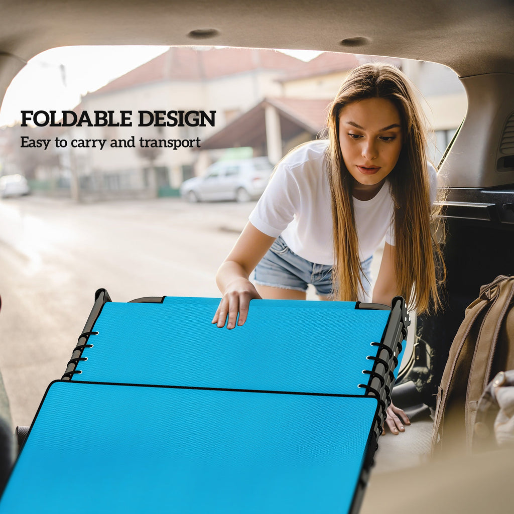 Folding Chaise Lounge with Face Hole, Blue