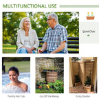 3-Panel Wood Privacy Screen with 4 Planter Boxes & Drainage Holes, Natural Brown