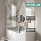 Supreme 6mm Glass Sail Bath Screen with Pivot Panel and Towel Rail - Chrome