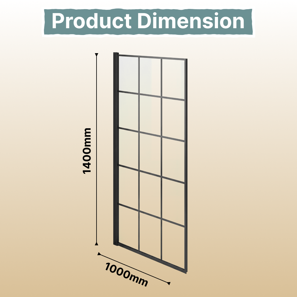 Boxa Designer 6mm Glass Shower Bath Screen - Matt Black