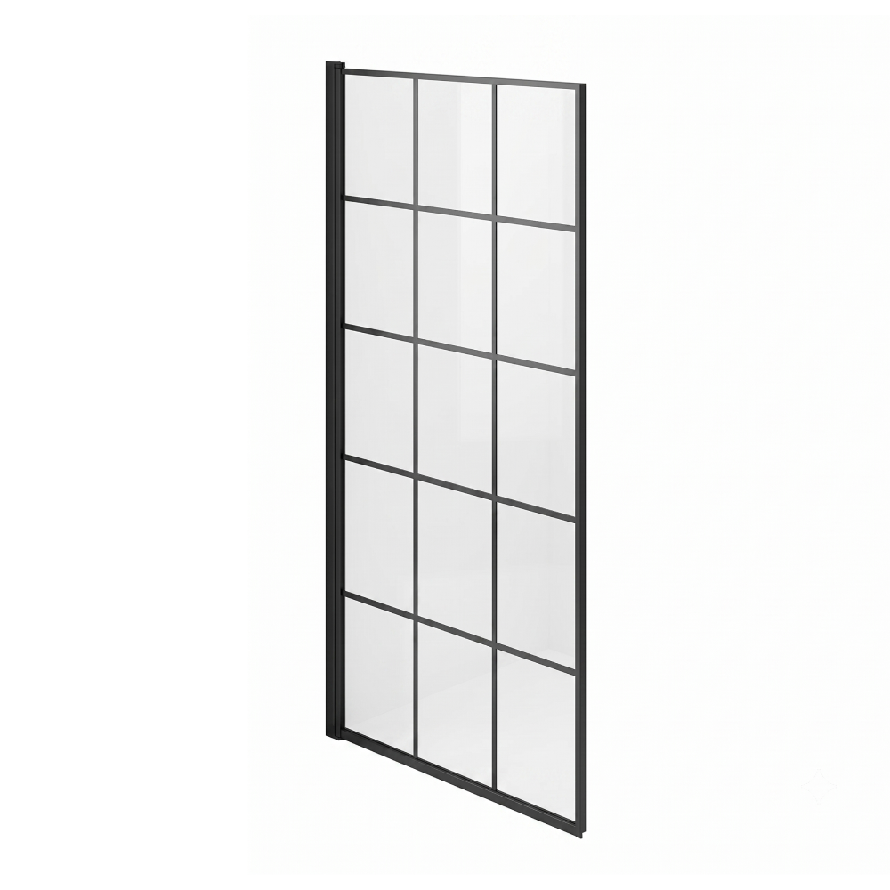 Boxa Designer 6mm Glass Shower Bath Screen - Matt Black