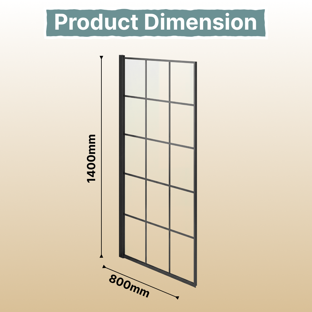 Boxa Designer 6mm Glass Shower Bath Screen - Matt Black