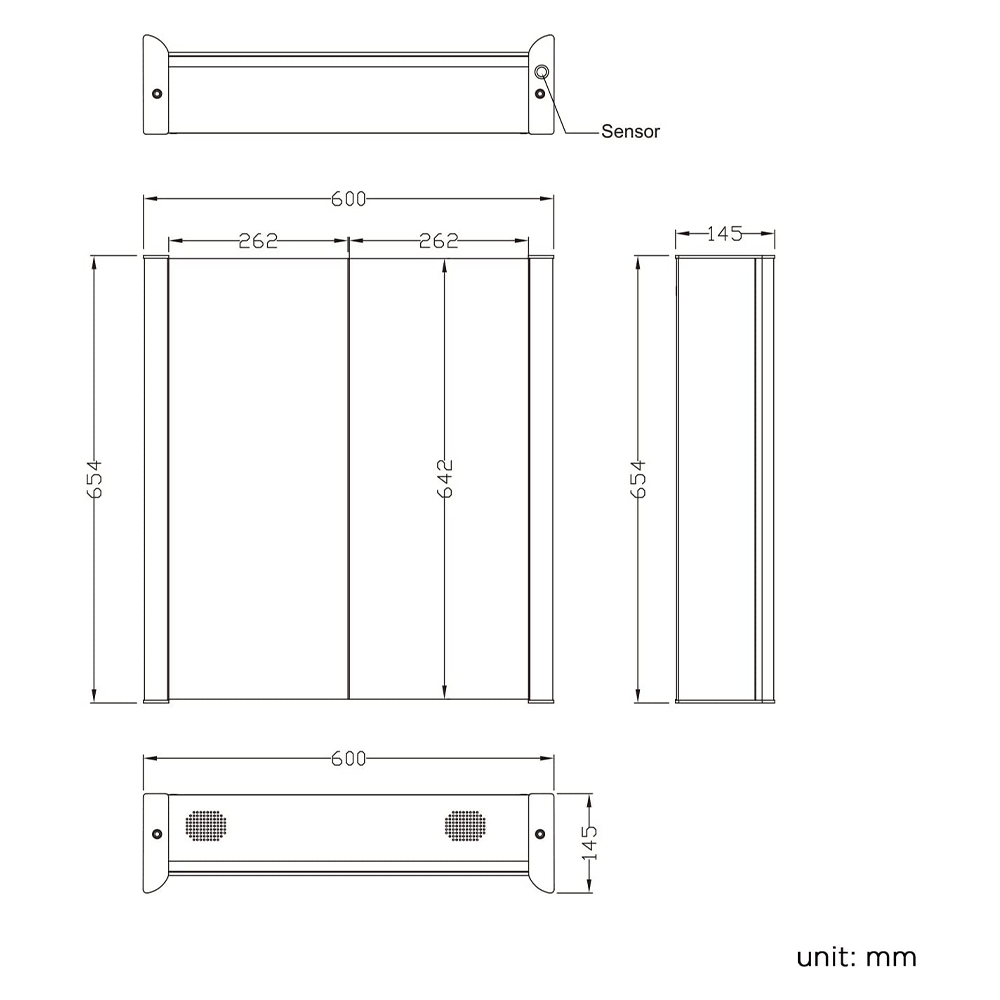 Revere LED Illuminated Mirror Cabinet - 654mm x 500mm