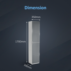 Gleam 2 Door Floorstanding Mirrored Tall Storage Unit - 1700mm x 350mm - Gloss White