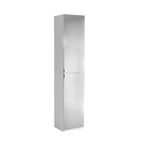 Gleam 2 Door Floorstanding Mirrored Tall Storage Unit - 1700mm x 350mm - Gloss White