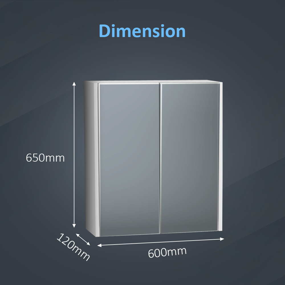 Rehaus 2 Door Non Illuminated Mirror Cabinet - Gloss White