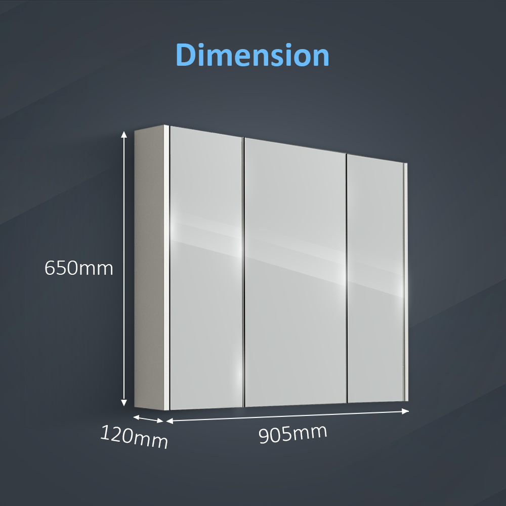 Rehaus 2 Door Non Illuminated Mirror Cabinet - Gloss White
