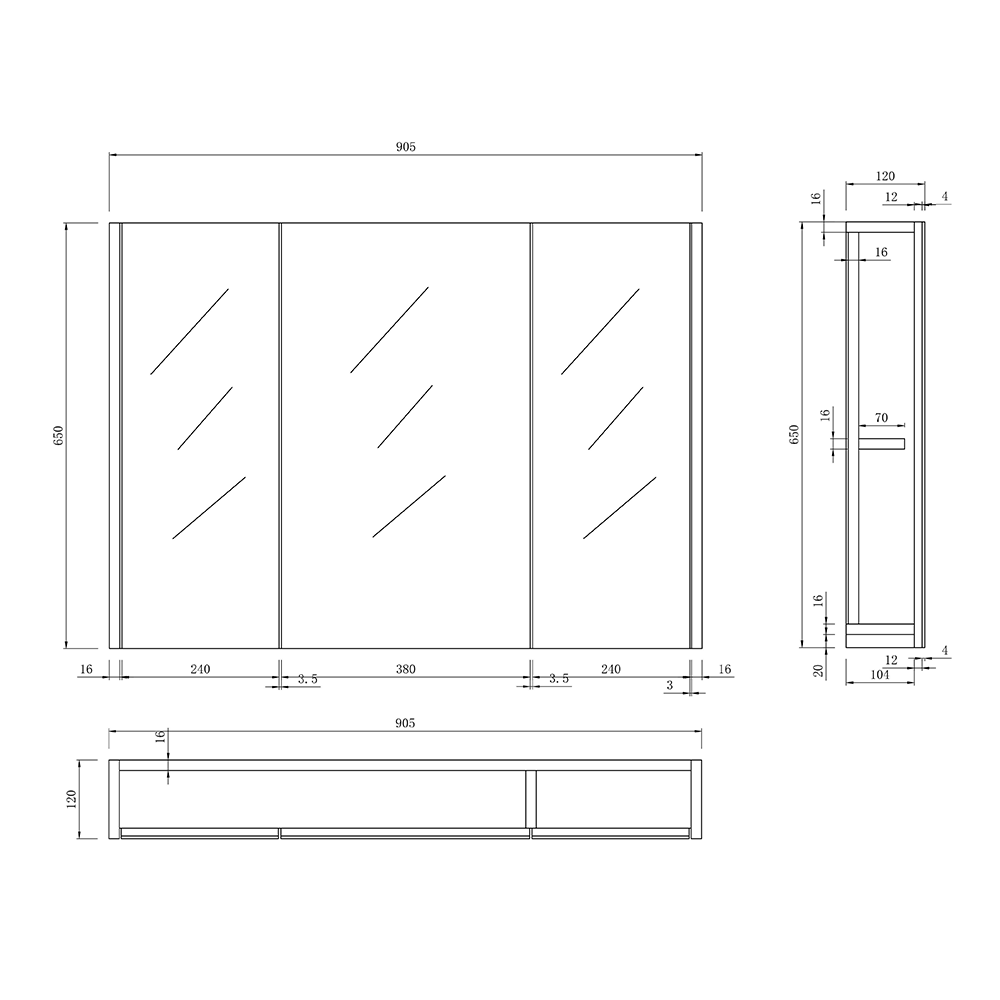 Rehaus 2 Door Non Illuminated Mirror Cabinet - Gloss White