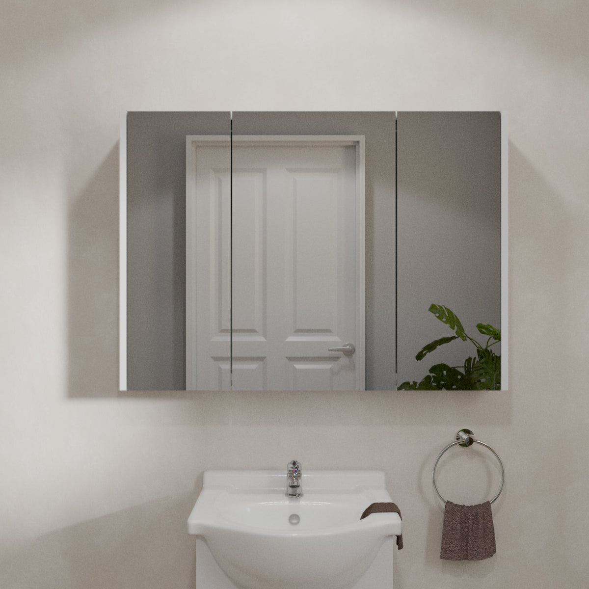 Rehaus 2 Door Non Illuminated Mirror Cabinet - Gloss White