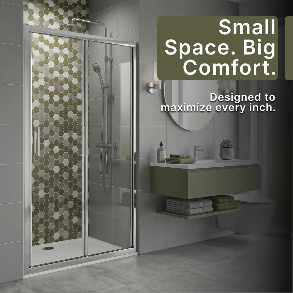 Solis 6mm Glass Recessed Bi Fold Shower Door - Chrome