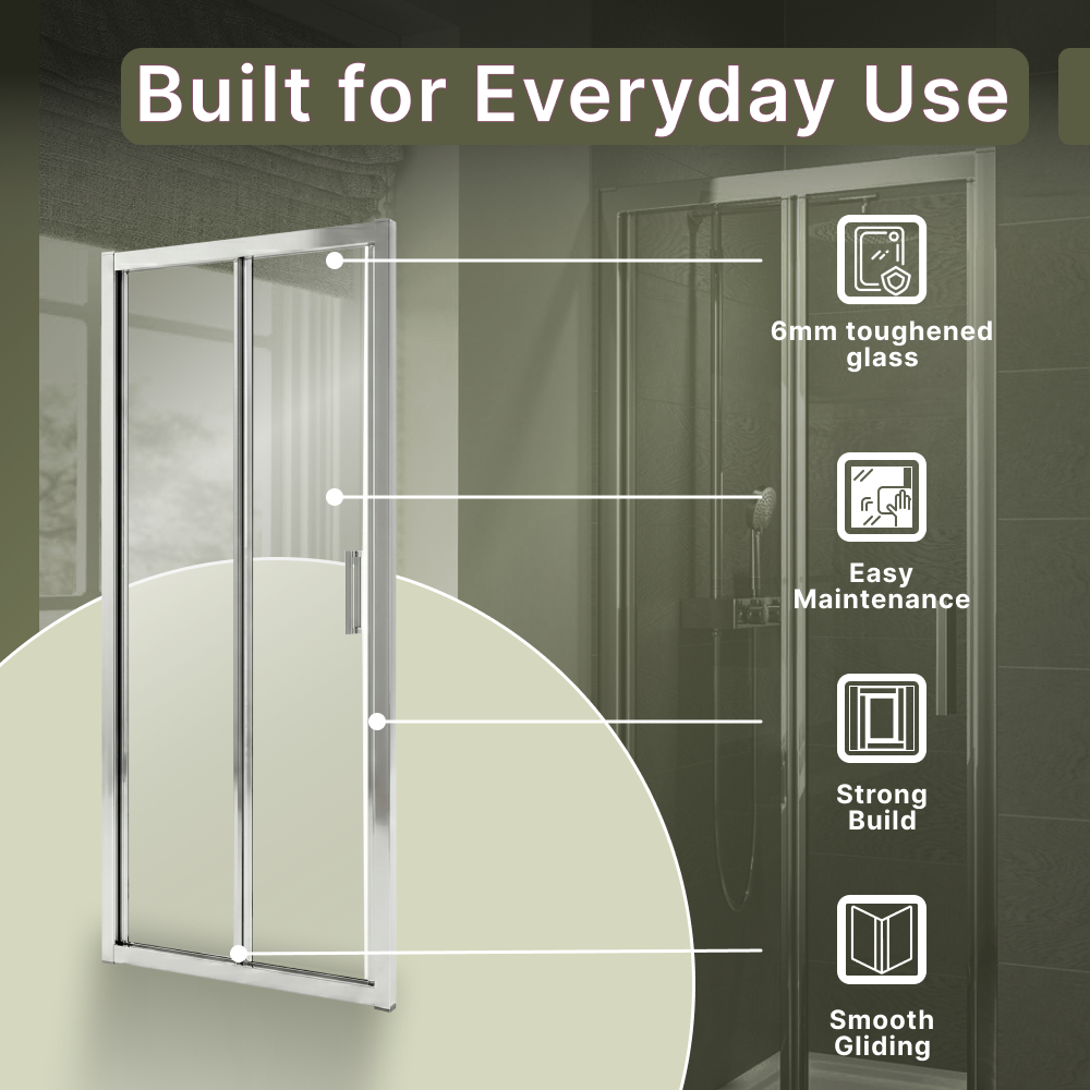 Solis 6mm Glass Recessed Bi Fold Shower Door - Chrome