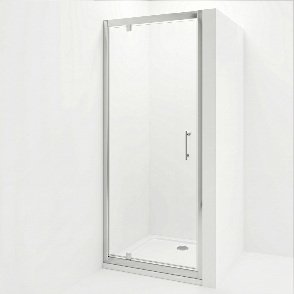 Solis 6mm Glass Recessed Pivot Shower Door - Chrome