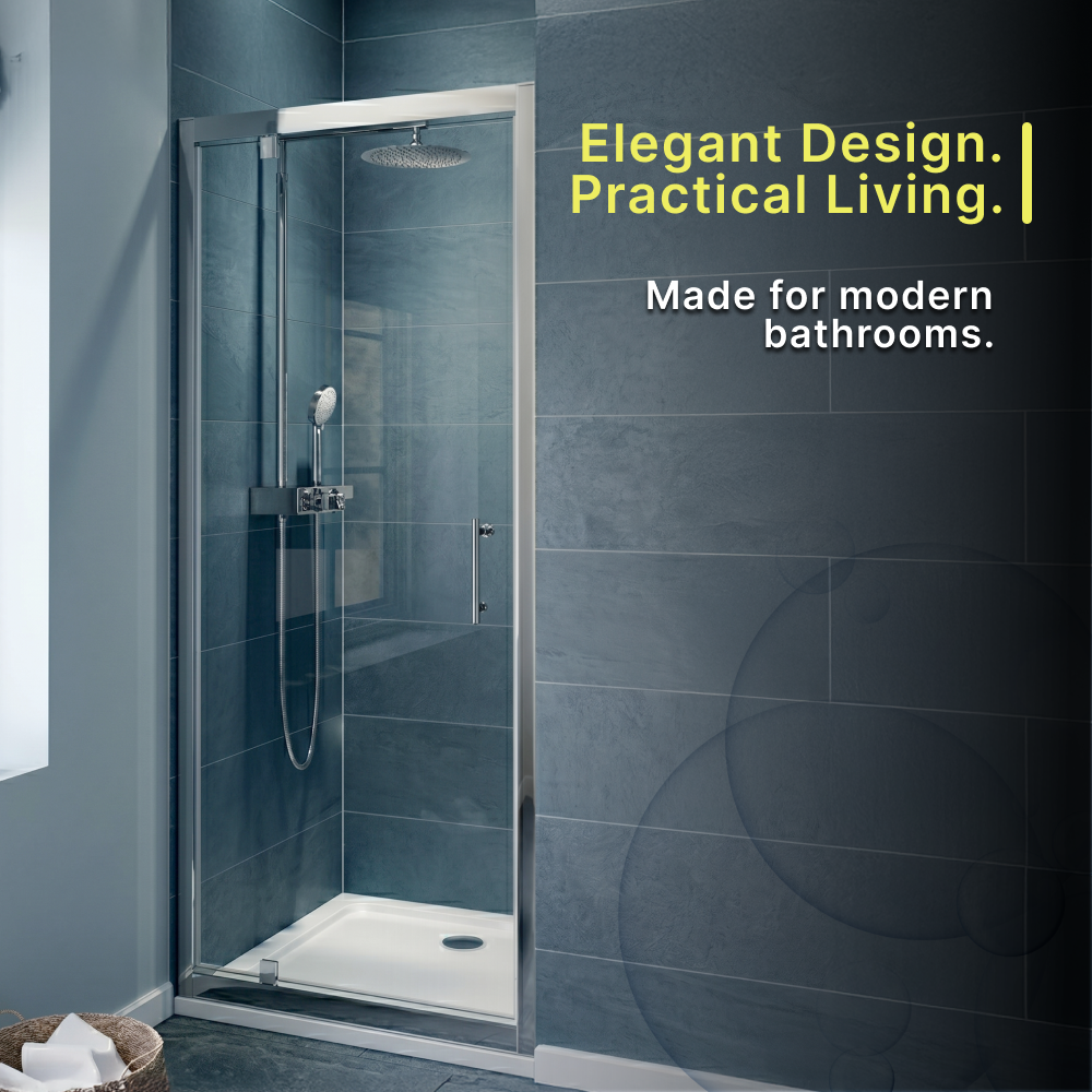 Solis 6mm Glass Recessed Pivot Shower Door - Chrome