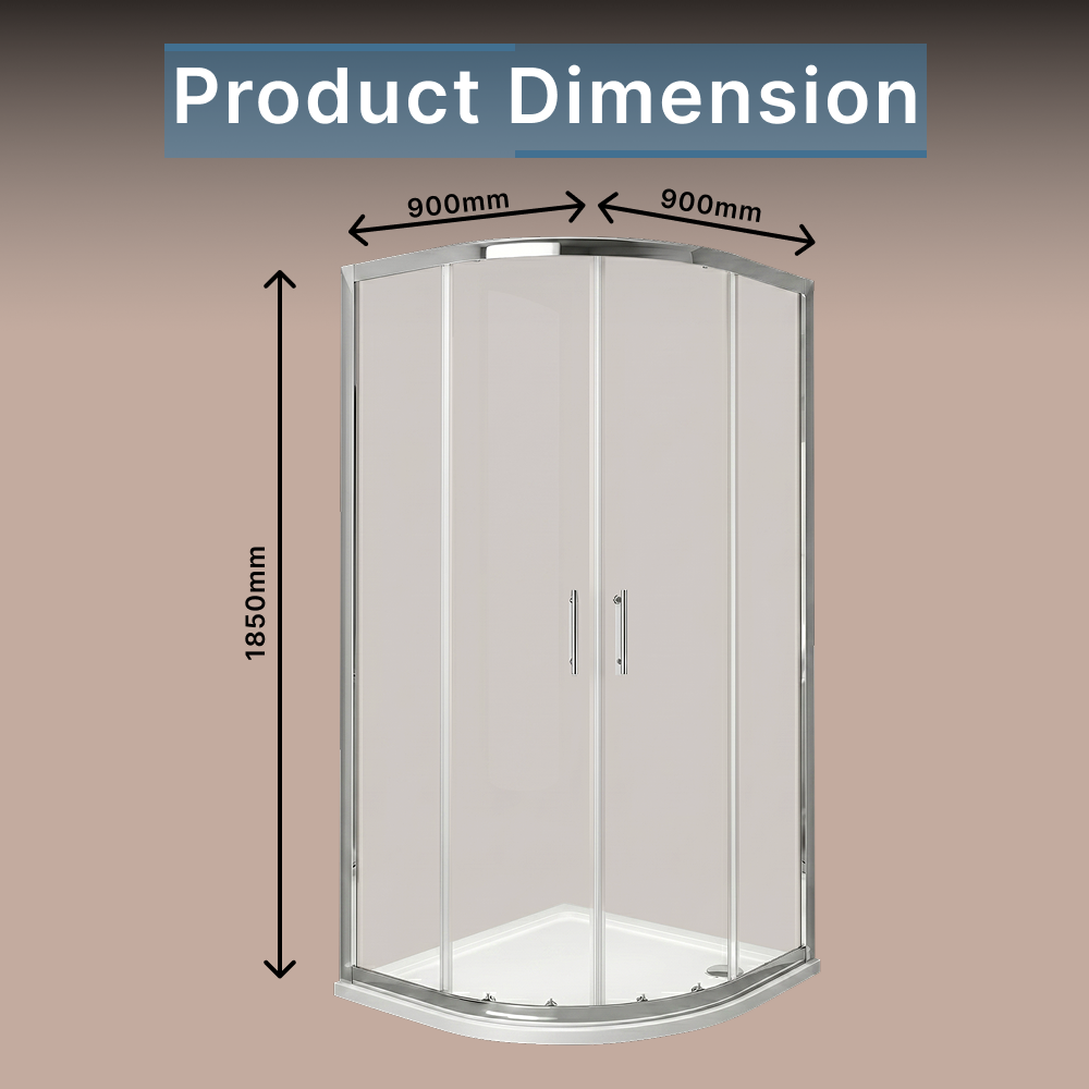 Solis 6mm Glass Sliding Door Quadrant Shower Enclosure - Chrome