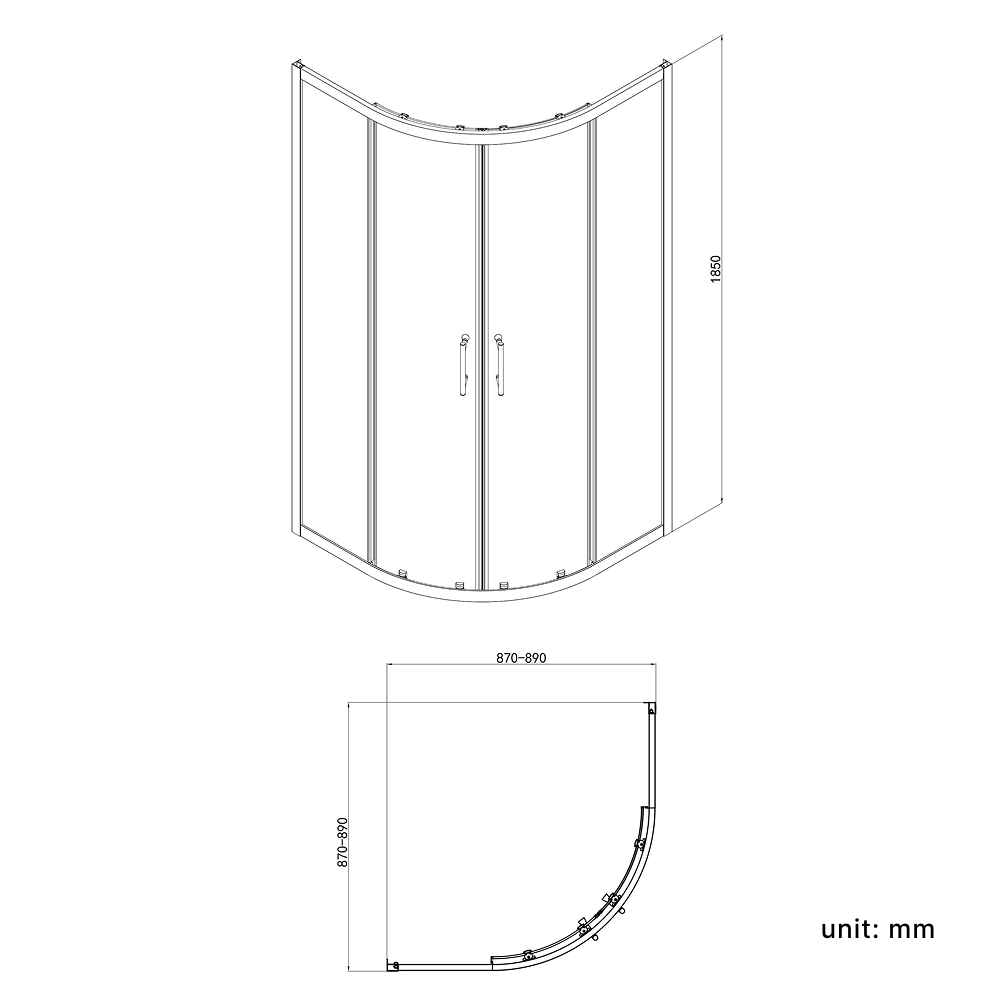 Solis 6mm Glass Sliding Door Quadrant Shower Enclosure - Chrome